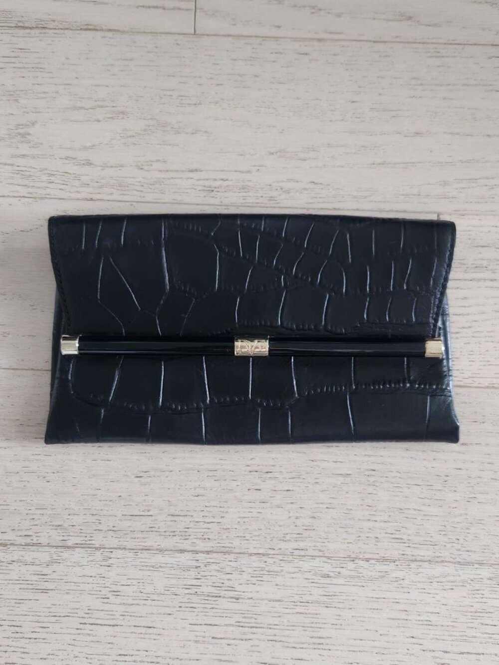 Dianne Von Furstenberg Leather Croc Clutch